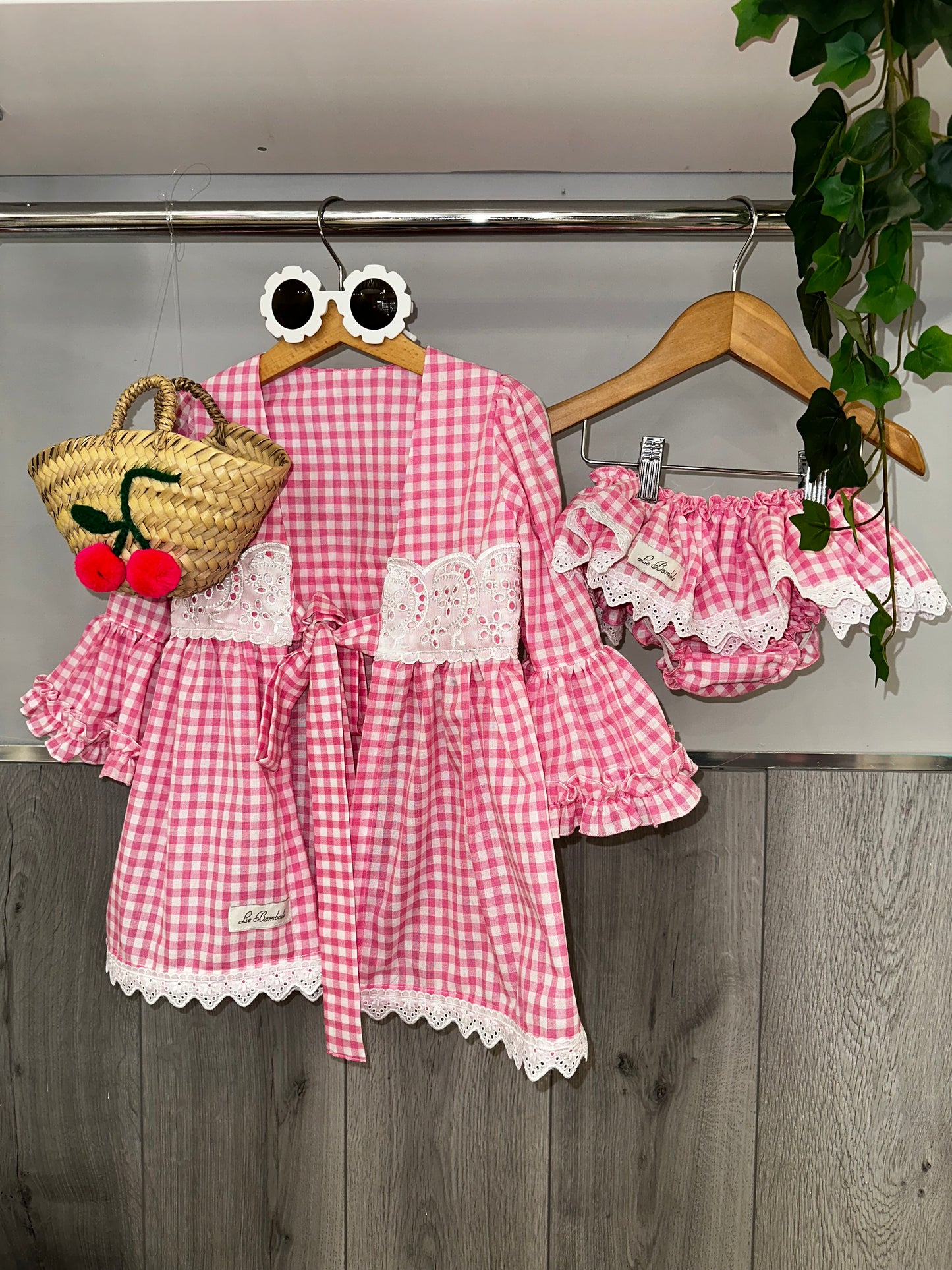 SET CHIARA VICHY ROSA IN PIZZO SANGALLO