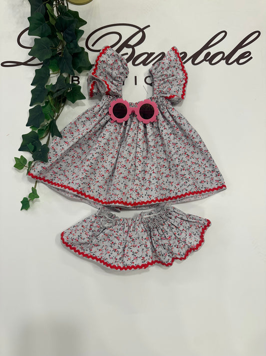 SET FIORI GRIGIO E ROSSO SEMPLICE