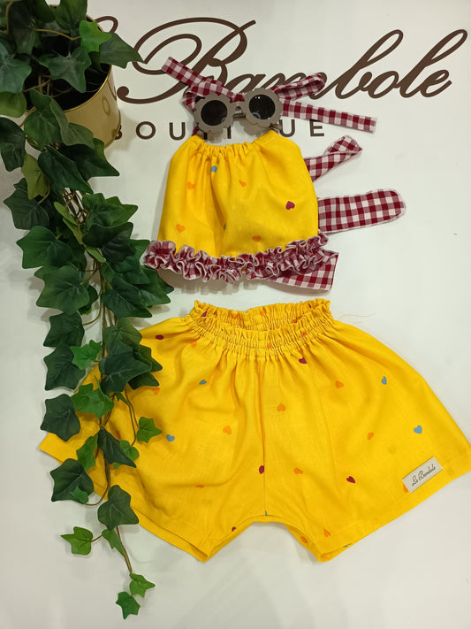 Completo cuori giallo