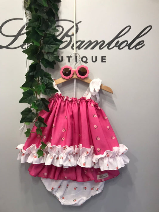 SET BLUSA FIORI FUCSIA