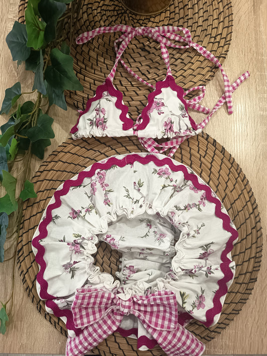 TRIANGOLO FIORI FUCSIA